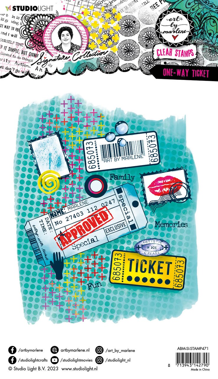 Studio Light ABM Clear Stamp One-Way Ticket Signature Collection 265x153x1mm 23 PC nr.471